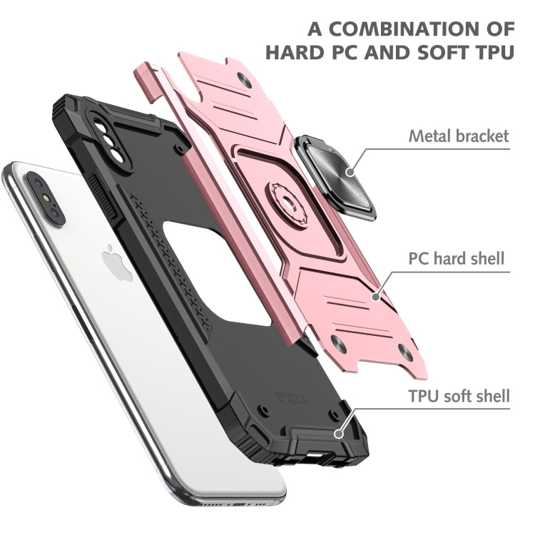 For iPhone XS Max Magnetic Armor Shockproof TPU + PC Case with Metal Ring Holder