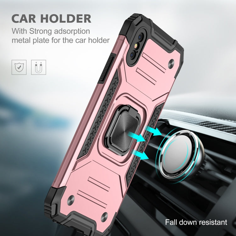 For iPhone XS Max Magnetic Armor Shockproof TPU + PC Case with Metal Ring Holder