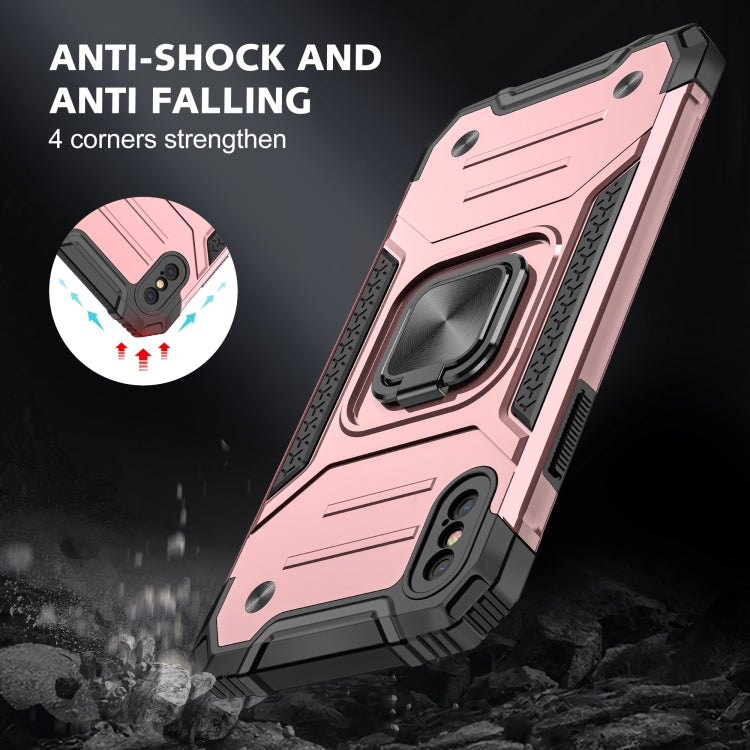 For iPhone XS Max Magnetic Armor Shockproof TPU + PC Case with Metal Ring Holder