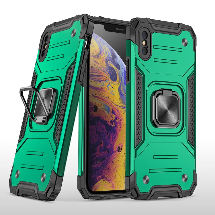 For iPhone XS Max Magnetic Armor Shockproof TPU + PC Case with Metal Ring Holder