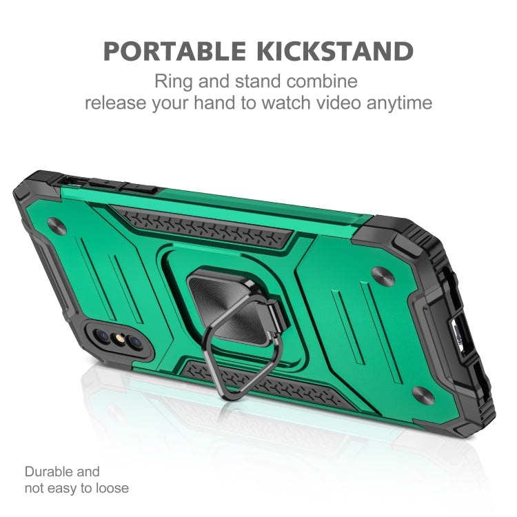For iPhone XS Max Magnetic Armor Shockproof TPU + PC Case with Metal Ring Holder