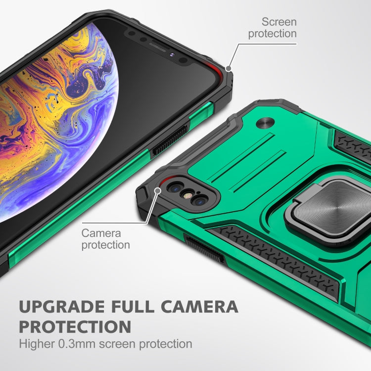 For iPhone XS Max Magnetic Armor Shockproof TPU + PC Case with Metal Ring Holder