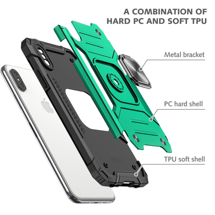 For iPhone XS Max Magnetic Armor Shockproof TPU + PC Case with Metal Ring Holder