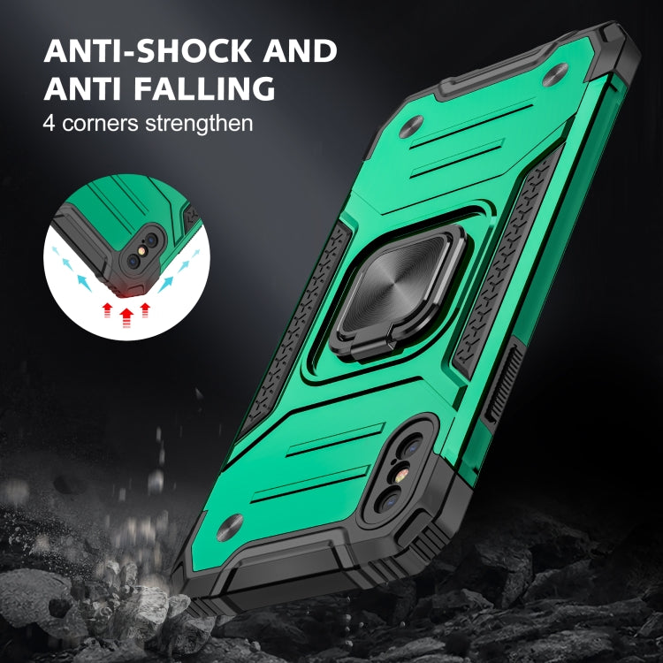 For iPhone XS Max Magnetic Armor Shockproof TPU + PC Case with Metal Ring Holder
