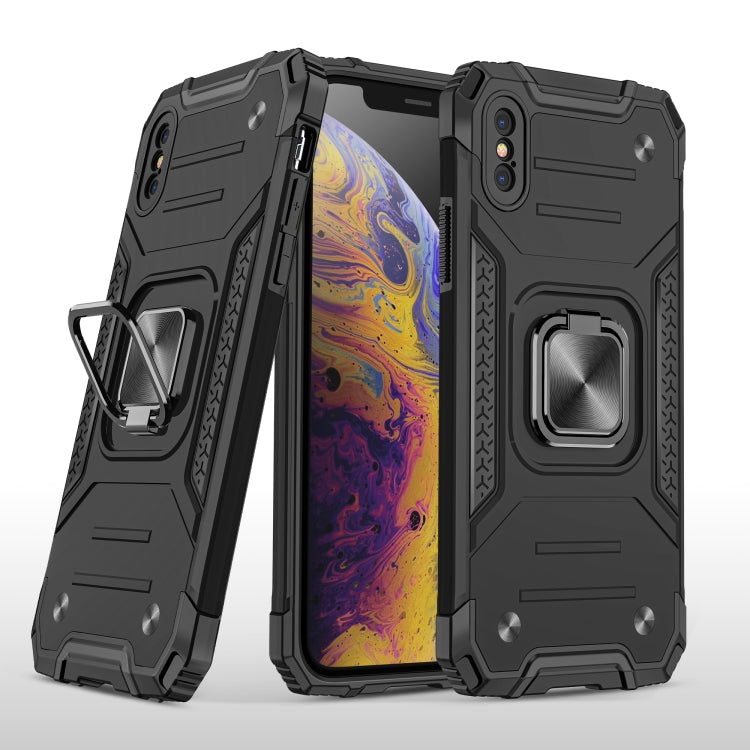 For iPhone X / XS Magnetic Armor Shockproof TPU + PC Case with Metal Ring Holder