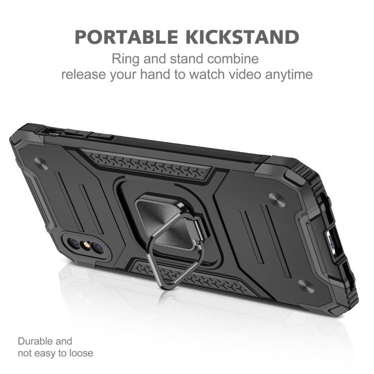 For iPhone X / XS Magnetic Armor Shockproof TPU + PC Case with Metal Ring Holder