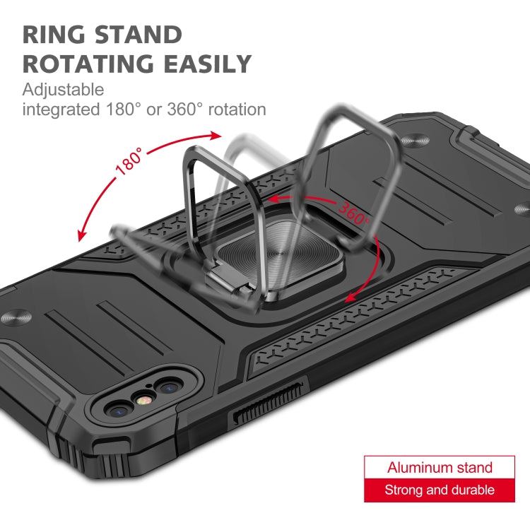 For iPhone X / XS Magnetic Armor Shockproof TPU + PC Case with Metal Ring Holder