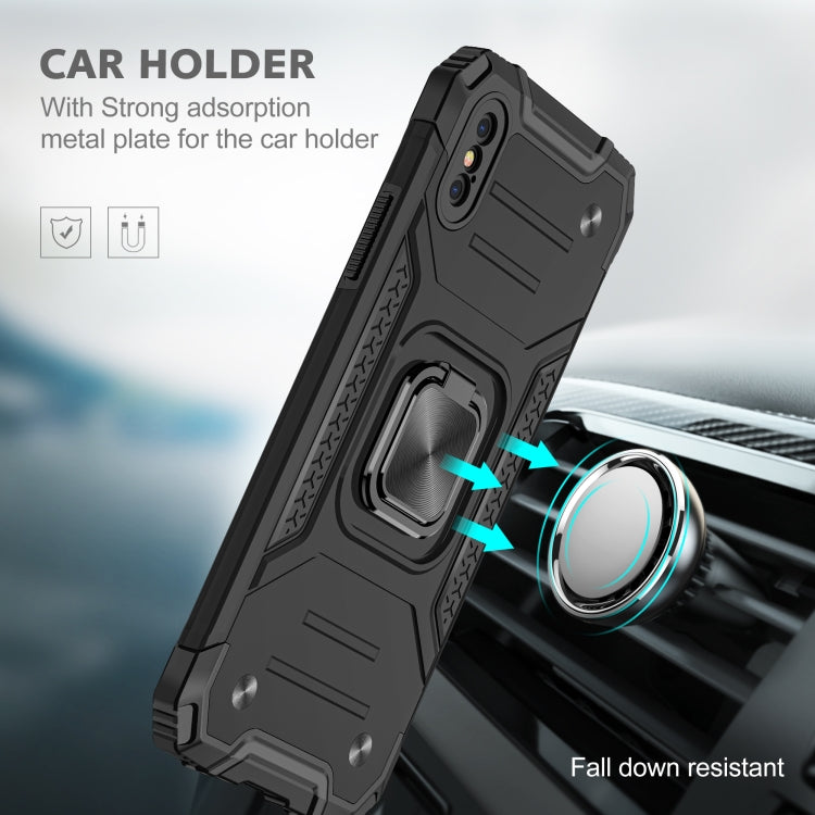 For iPhone X / XS Magnetic Armor Shockproof TPU + PC Case with Metal Ring Holder