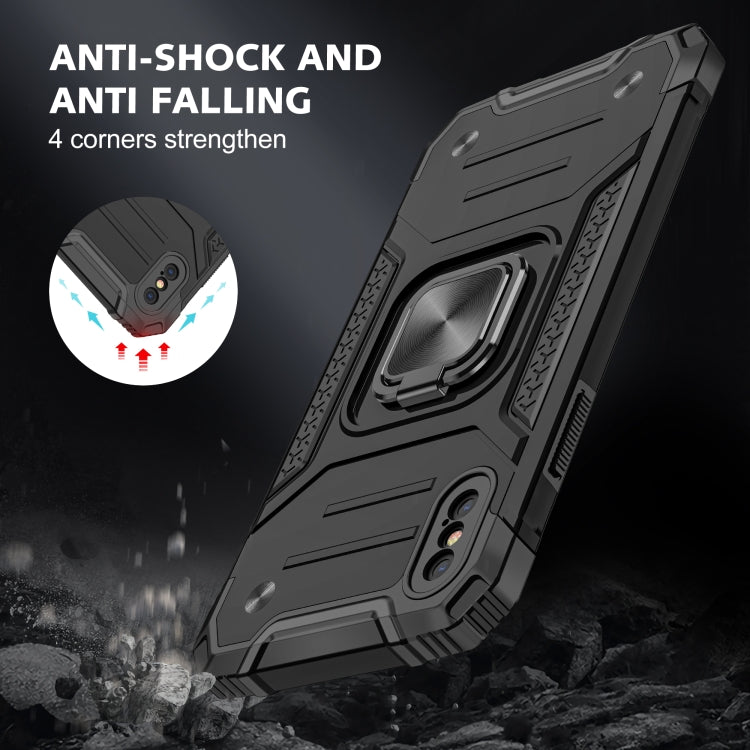 For iPhone X / XS Magnetic Armor Shockproof TPU + PC Case with Metal Ring Holder