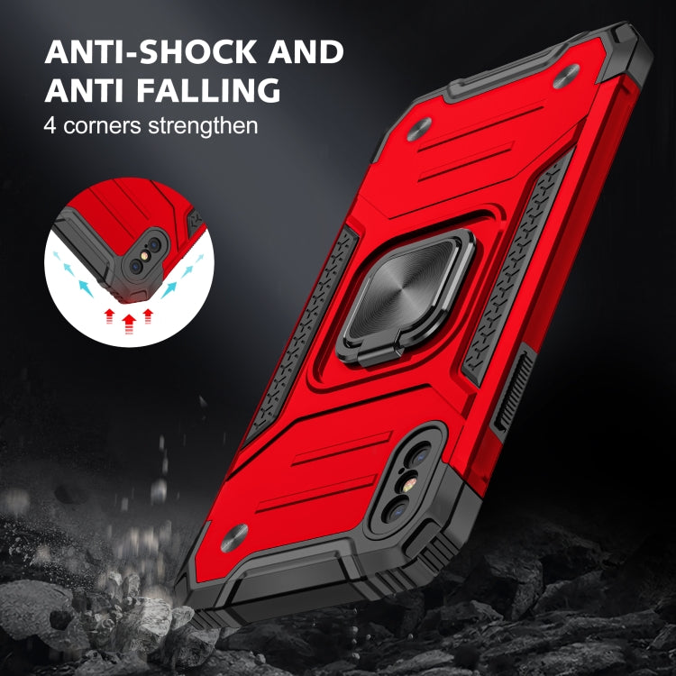 For iPhone X / XS Magnetic Armor Shockproof TPU + PC Case with Metal Ring Holder