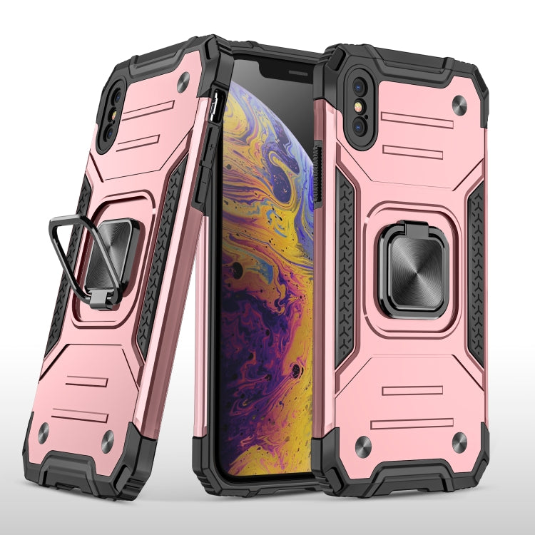 For iPhone X / XS Magnetic Armor Shockproof TPU + PC Case with Metal Ring Holder