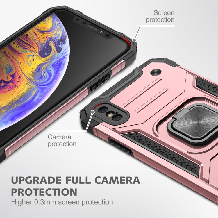For iPhone X / XS Magnetic Armor Shockproof TPU + PC Case with Metal Ring Holder