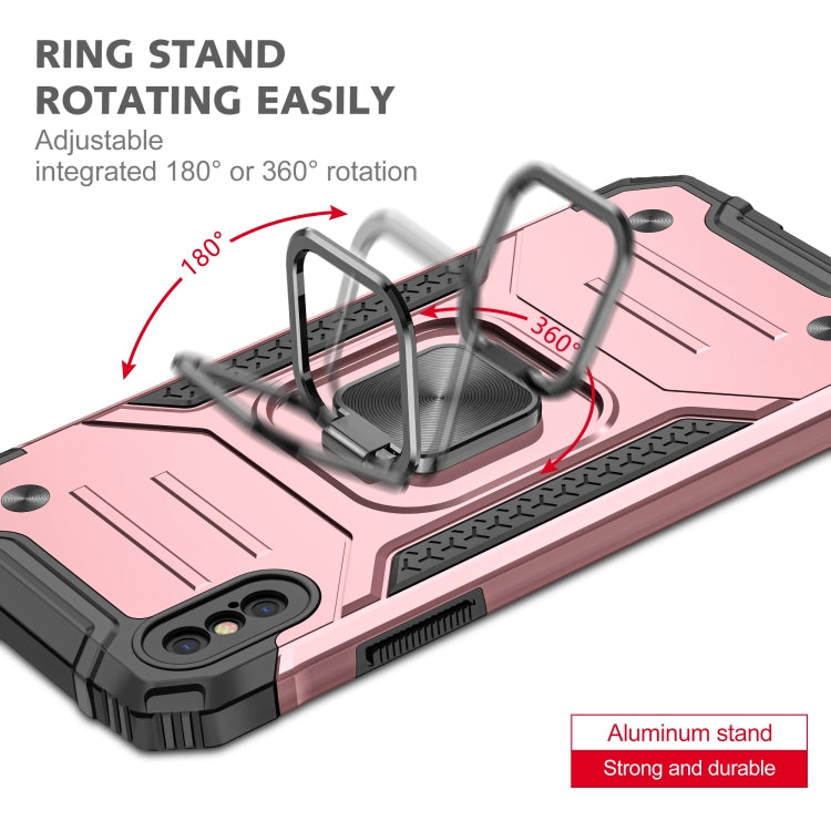For iPhone X / XS Magnetic Armor Shockproof TPU + PC Case with Metal Ring Holder