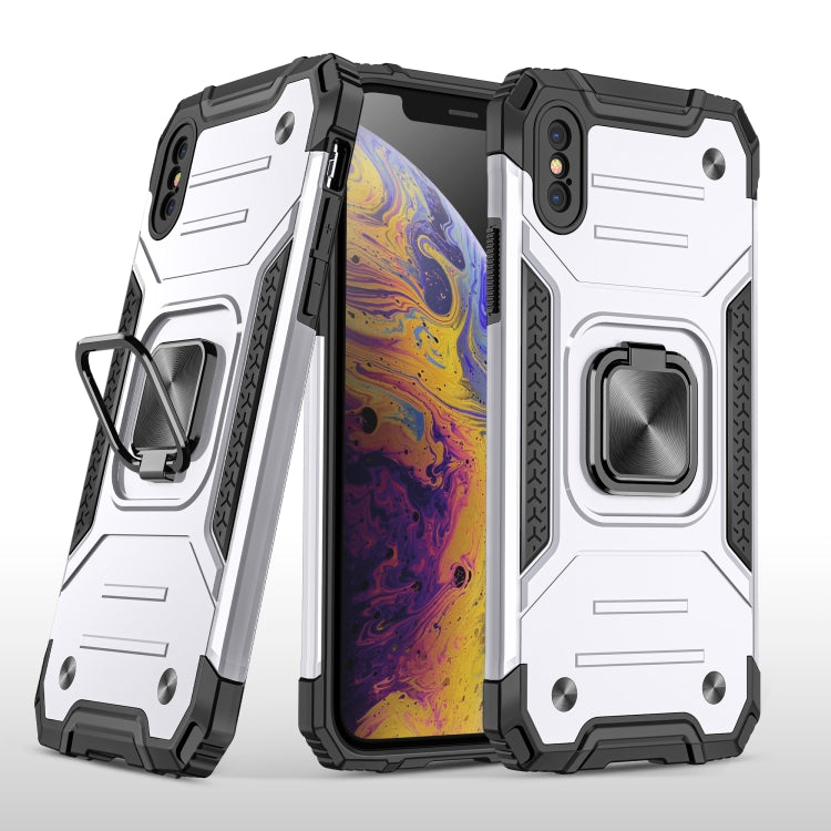 For iPhone X / XS Magnetic Armor Shockproof TPU + PC Case with Metal Ring Holder