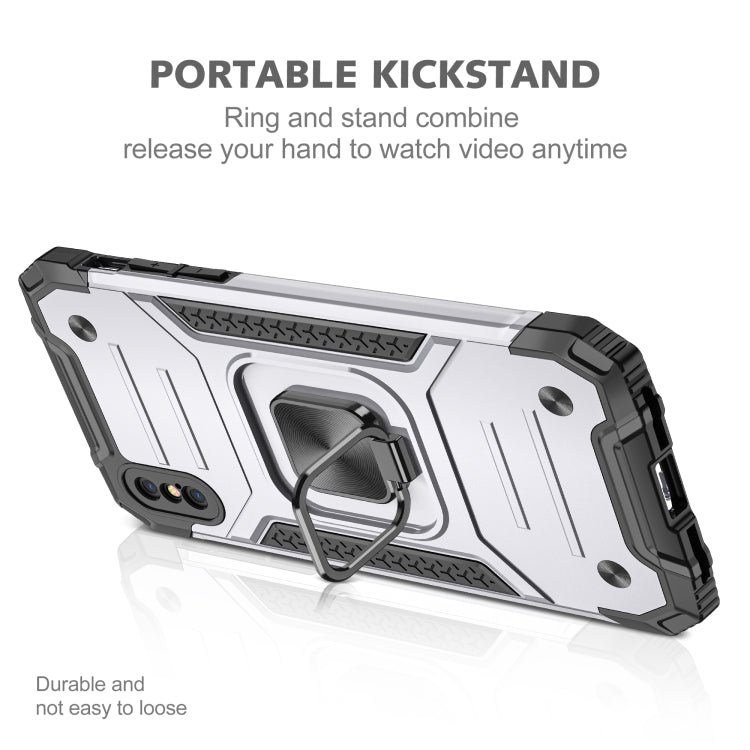 For iPhone X / XS Magnetic Armor Shockproof TPU + PC Case with Metal Ring Holder