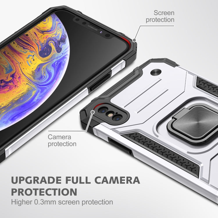For iPhone X / XS Magnetic Armor Shockproof TPU + PC Case with Metal Ring Holder