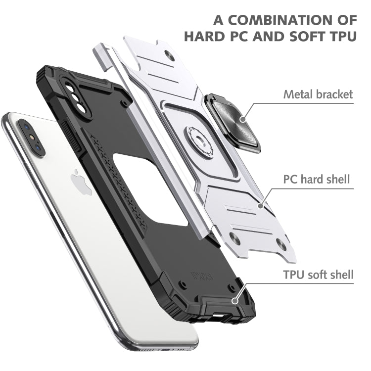 For iPhone X / XS Magnetic Armor Shockproof TPU + PC Case with Metal Ring Holder