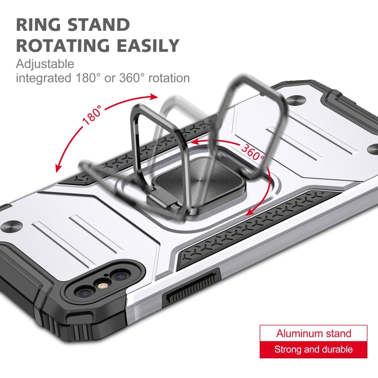 For iPhone X / XS Magnetic Armor Shockproof TPU + PC Case with Metal Ring Holder