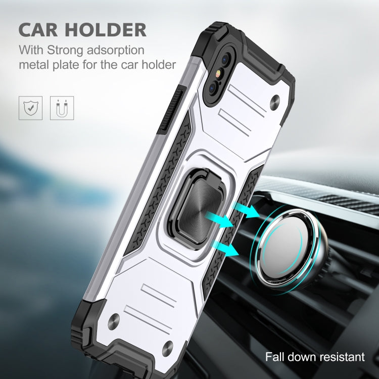For iPhone X / XS Magnetic Armor Shockproof TPU + PC Case with Metal Ring Holder