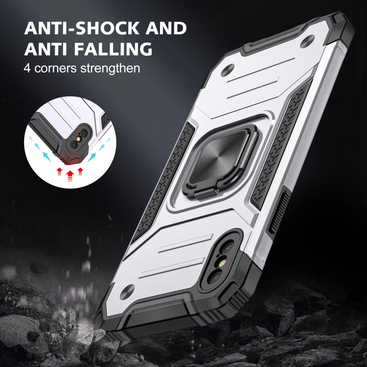 For iPhone X / XS Magnetic Armor Shockproof TPU + PC Case with Metal Ring Holder