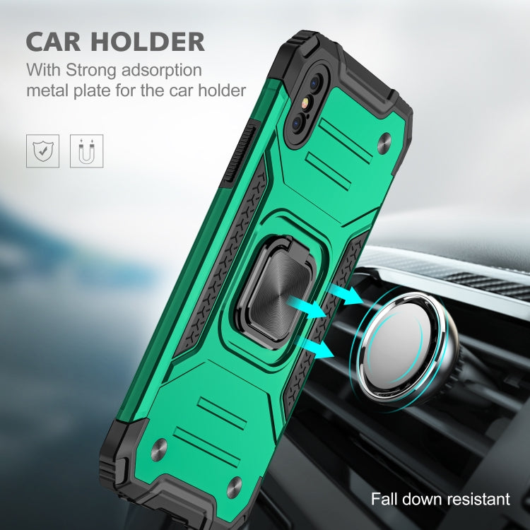 For iPhone X / XS Magnetic Armor Shockproof TPU + PC Case with Metal Ring Holder