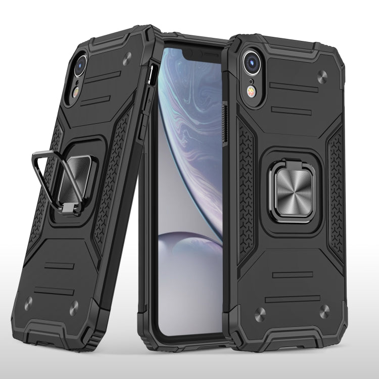 For iPhone XR Magnetic Armor Shockproof TPU + PC Case with Metal Ring Holder