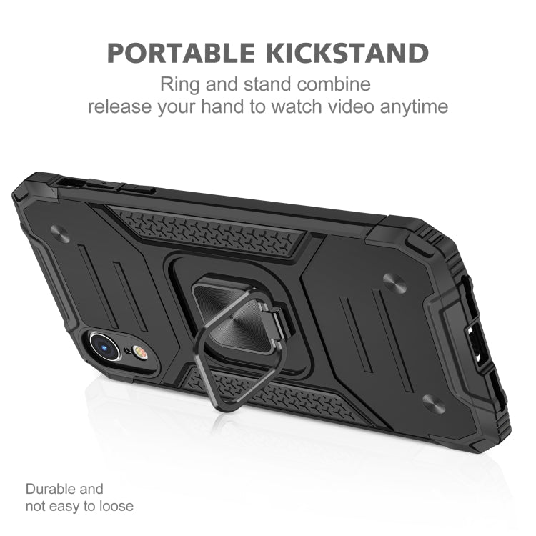 For iPhone XR Magnetic Armor Shockproof TPU + PC Case with Metal Ring Holder