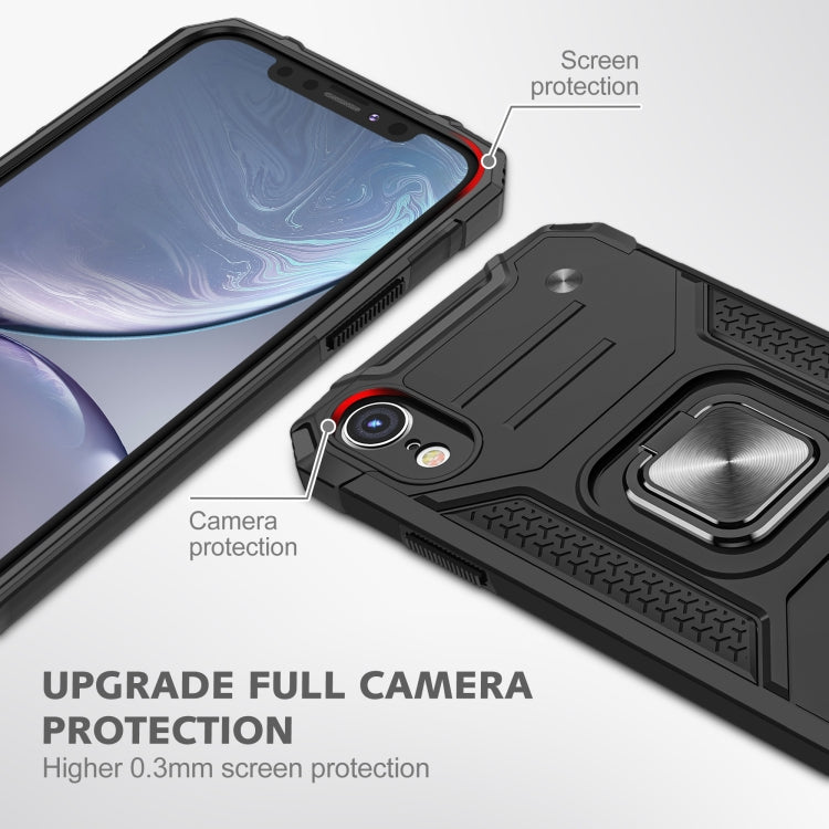 For iPhone XR Magnetic Armor Shockproof TPU + PC Case with Metal Ring Holder