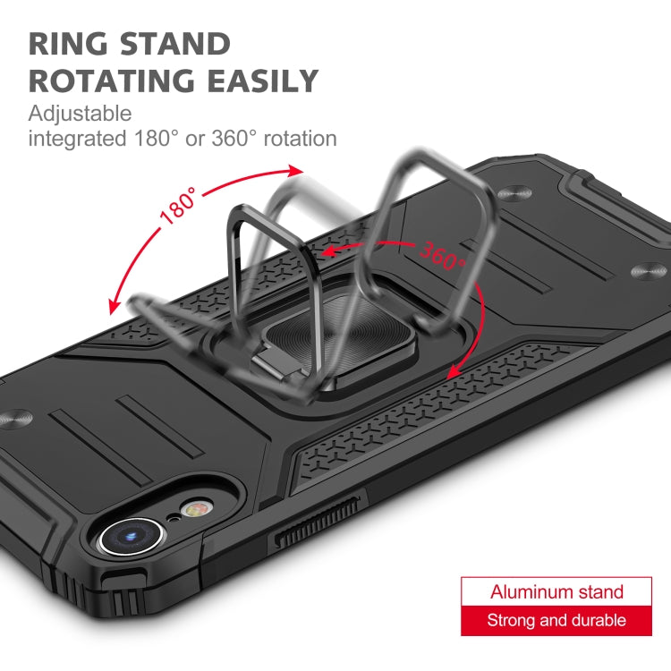 For iPhone XR Magnetic Armor Shockproof TPU + PC Case with Metal Ring Holder