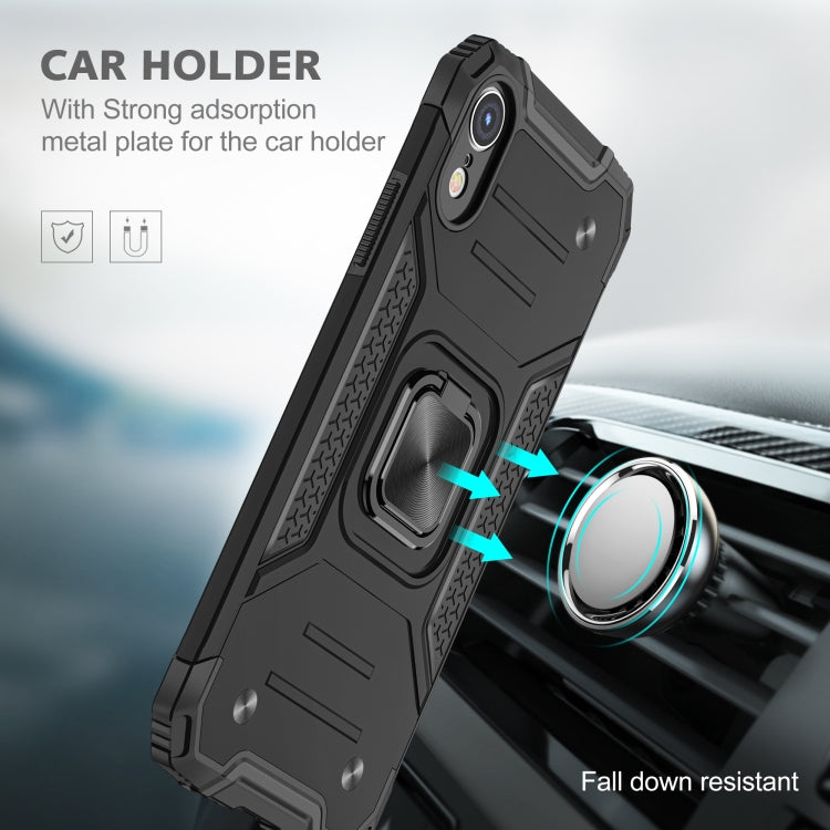 For iPhone XR Magnetic Armor Shockproof TPU + PC Case with Metal Ring Holder