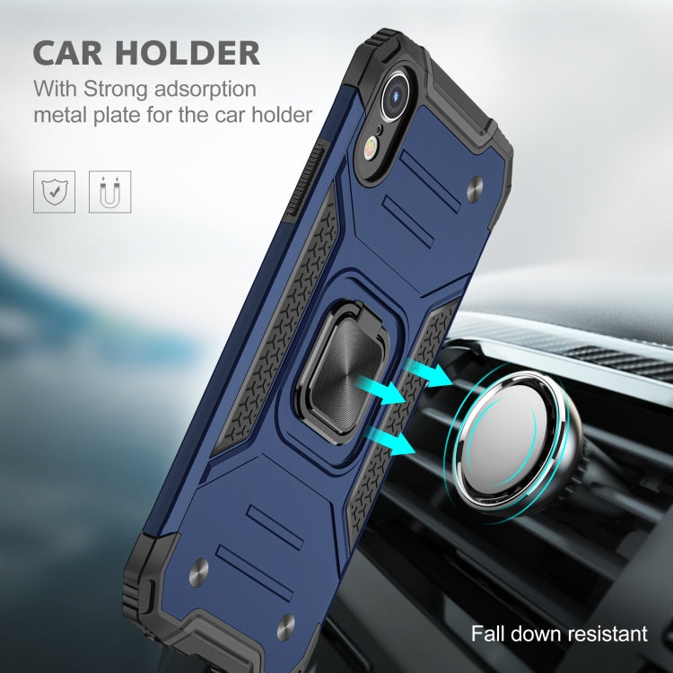 For iPhone XR Magnetic Armor Shockproof TPU + PC Case with Metal Ring Holder
