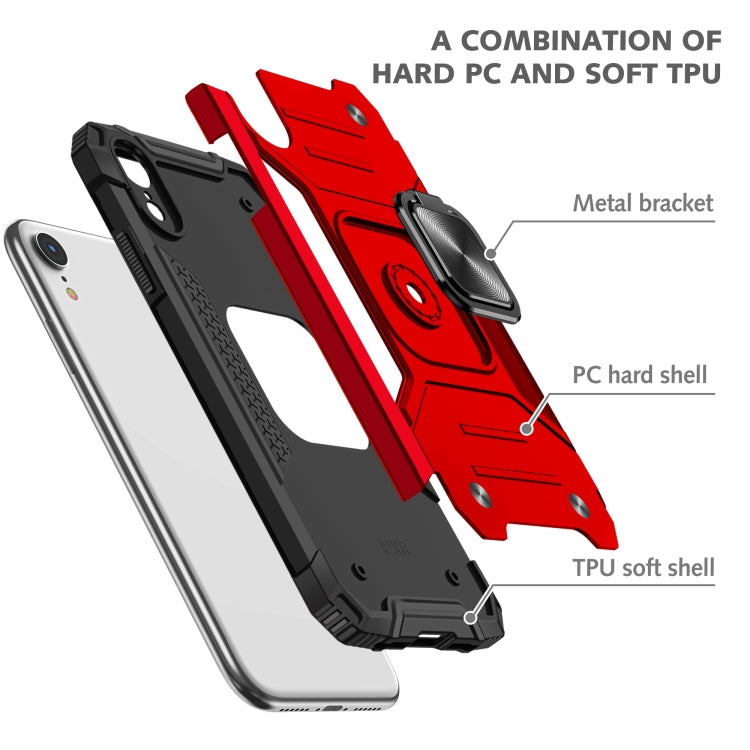 For iPhone XR Magnetic Armor Shockproof TPU + PC Case with Metal Ring Holder