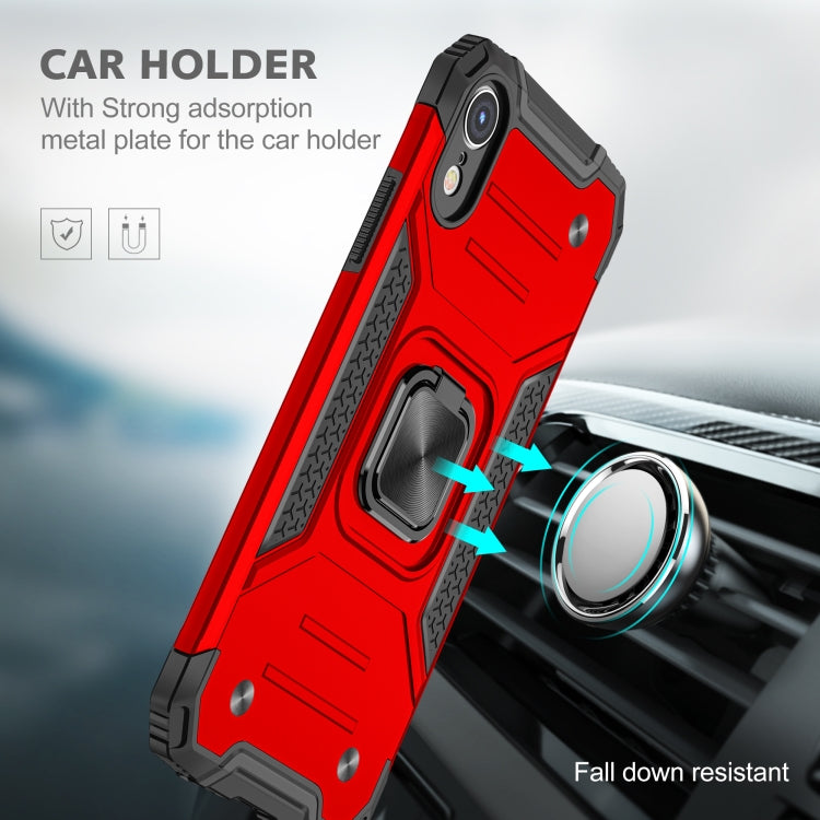 For iPhone XR Magnetic Armor Shockproof TPU + PC Case with Metal Ring Holder