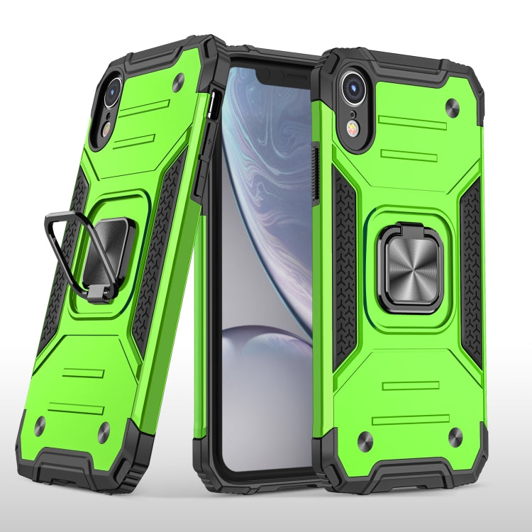 For iPhone XR Magnetic Armor Shockproof TPU + PC Case with Metal Ring Holder