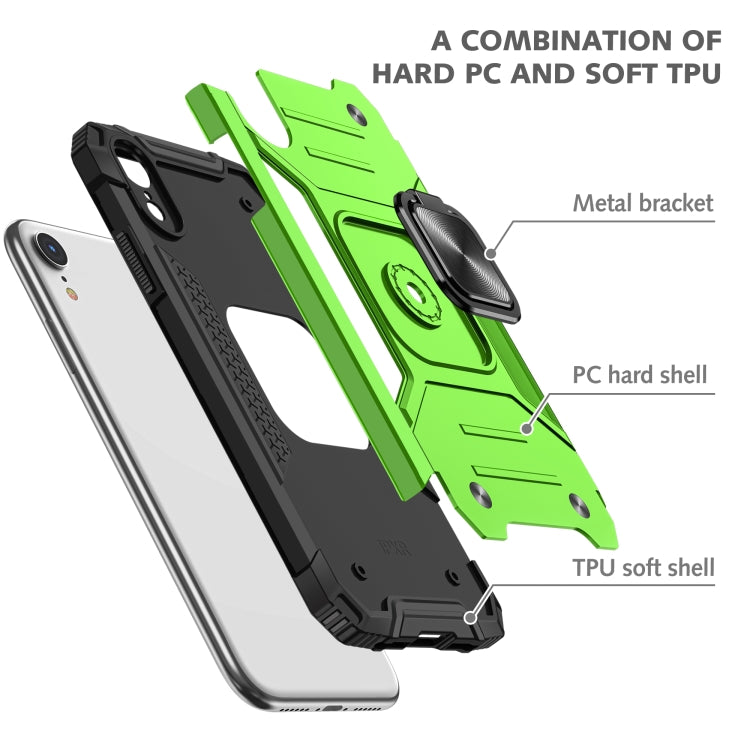 For iPhone XR Magnetic Armor Shockproof TPU + PC Case with Metal Ring Holder