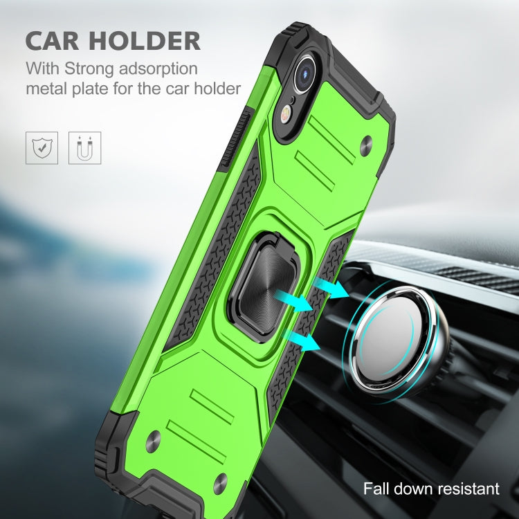 For iPhone XR Magnetic Armor Shockproof TPU + PC Case with Metal Ring Holder