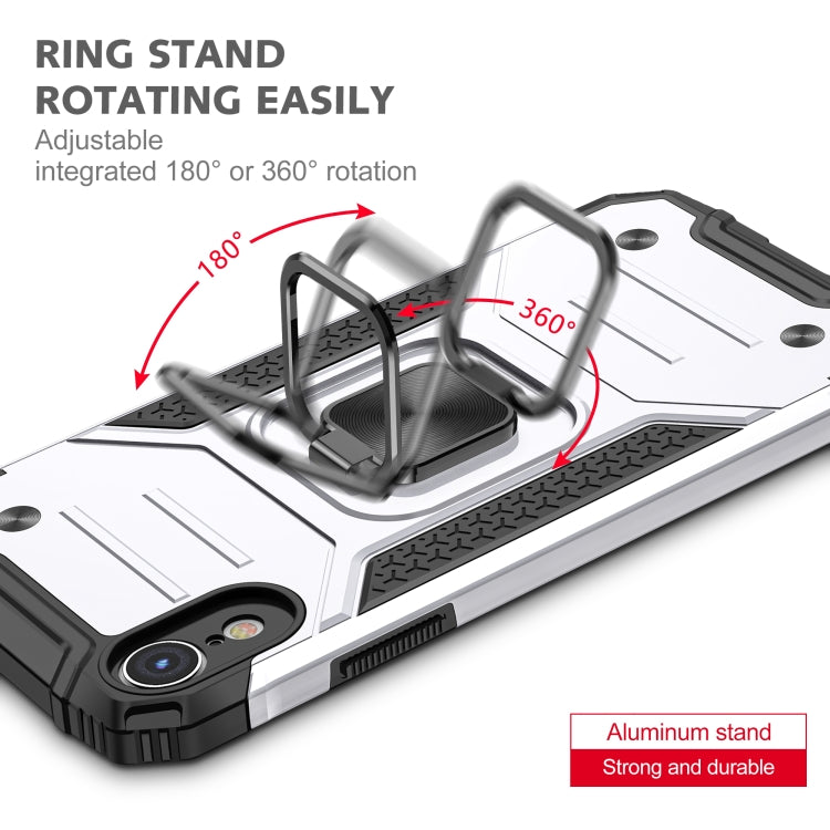 For iPhone XR Magnetic Armor Shockproof TPU + PC Case with Metal Ring Holder