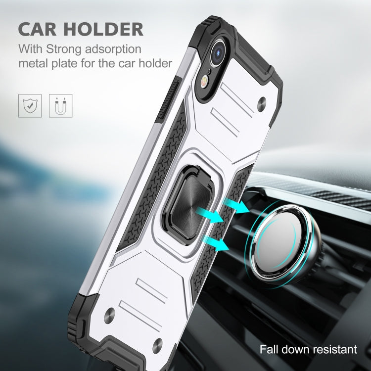 For iPhone XR Magnetic Armor Shockproof TPU + PC Case with Metal Ring Holder