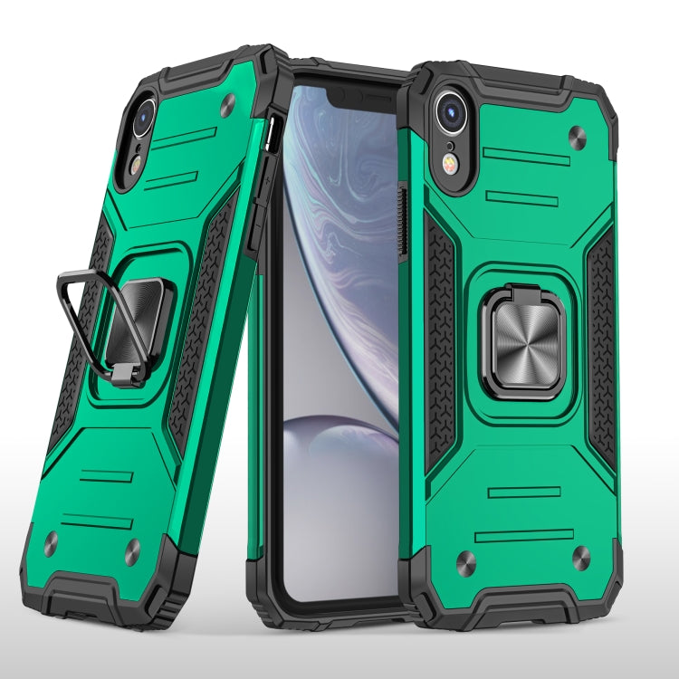 For iPhone XR Magnetic Armor Shockproof TPU + PC Case with Metal Ring Holder
