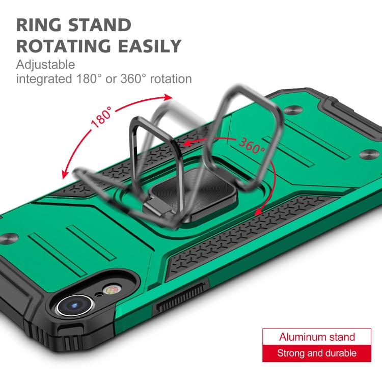 For iPhone XR Magnetic Armor Shockproof TPU + PC Case with Metal Ring Holder
