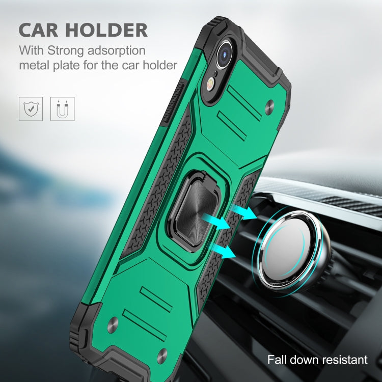 For iPhone XR Magnetic Armor Shockproof TPU + PC Case with Metal Ring Holder