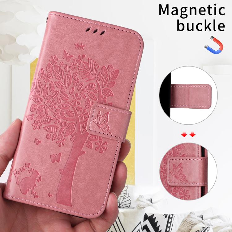 For Nothing Phone 4a Pro Tree & Cat Embossed Pattern Flip Leather Phone Case