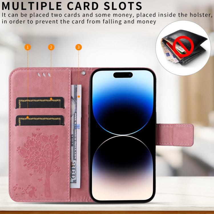For Nothing Phone 4a Pro Tree & Cat Embossed Pattern Flip Leather Phone Case