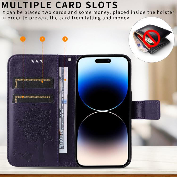 For Nothing Phone 4a Pro Tree & Cat Embossed Pattern Flip Leather Phone Case