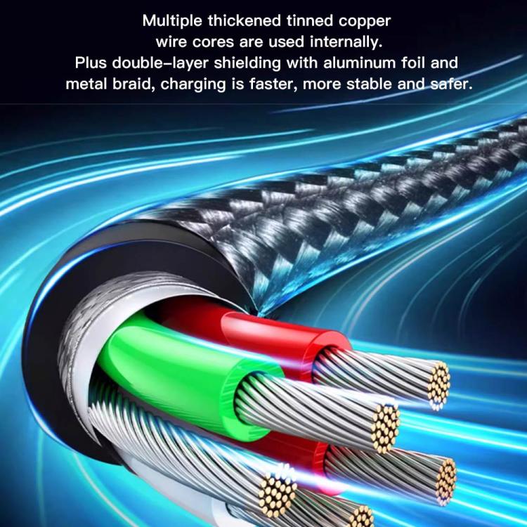 TOTU CB-7-CC-B 100W Type-C to Type-C Digital Display Braided Fast Charging Data Cable, Length:1m - Grey