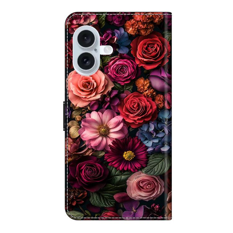 For iPhone 16 Plus Crystal-Like Painted Vegan Leather Phone Case