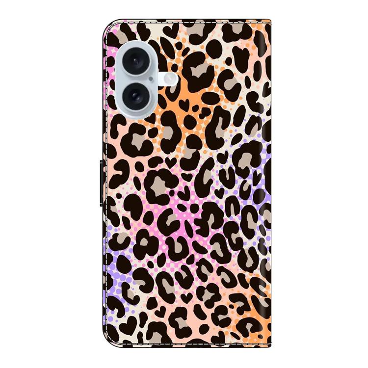 For iPhone 16 Plus Crystal-Like Painted Vegan Leather Phone Case