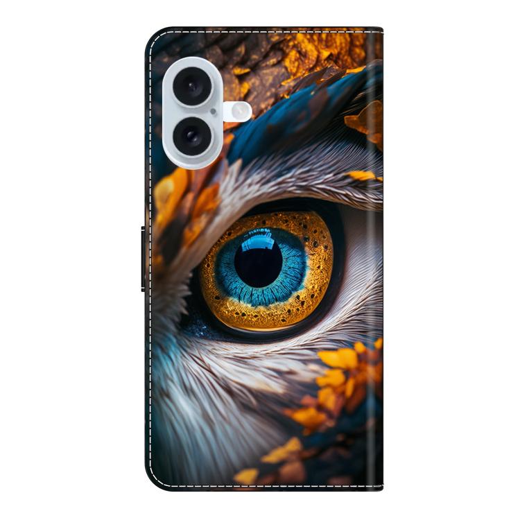 For iPhone 16 Plus Crystal-Like Painted Vegan Leather Phone Case