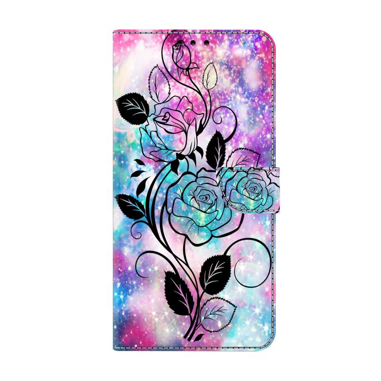 For iPhone 16 Plus Crystal-Like Painted Vegan Leather Phone Case
