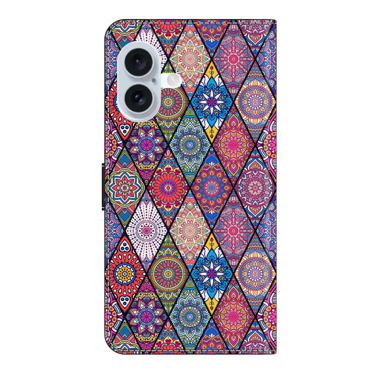 For iPhone 16 Plus Crystal-Like Painted Vegan Leather Phone Case